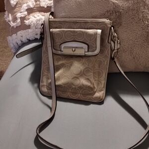 Coach Beige Crossbody Bag with Signature Pattern